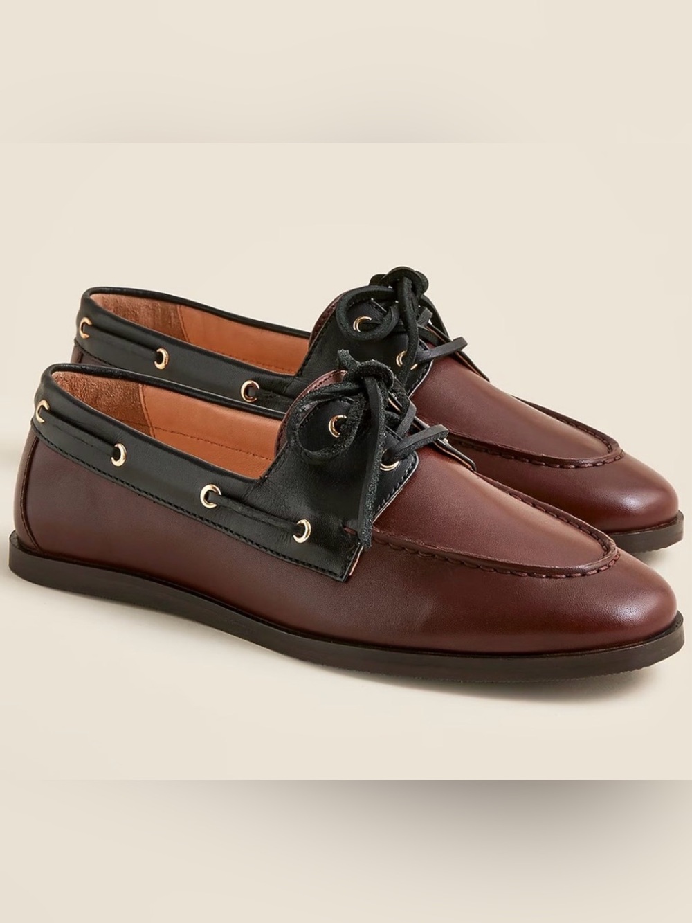 J. Crew Boat Shoes in Leather Loafers Brown / Black Women’s Size 8 CL502